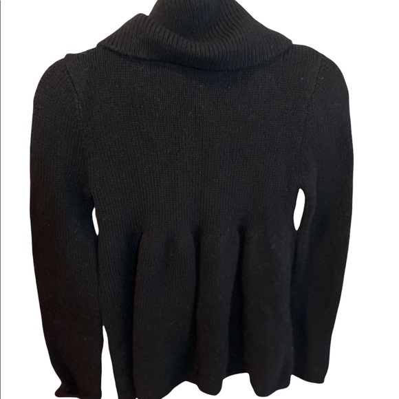 Vince Wool Blend Peplum Button Down Sweater Cowl Neck Black Size Medium - Picture 5 of 14